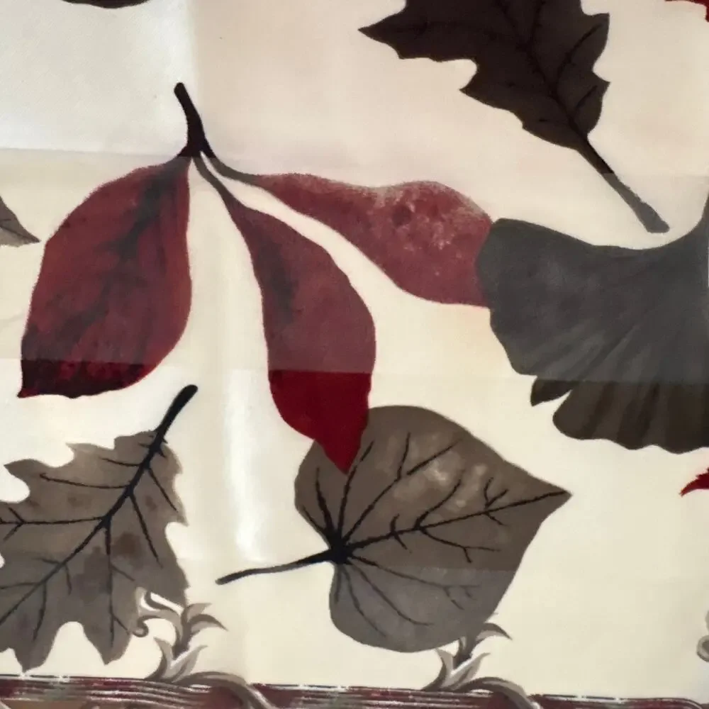 Vintage Cejon Autumn Leaf Stripe Status Print Long Scarf Wrap Glam Boho 13 x 58